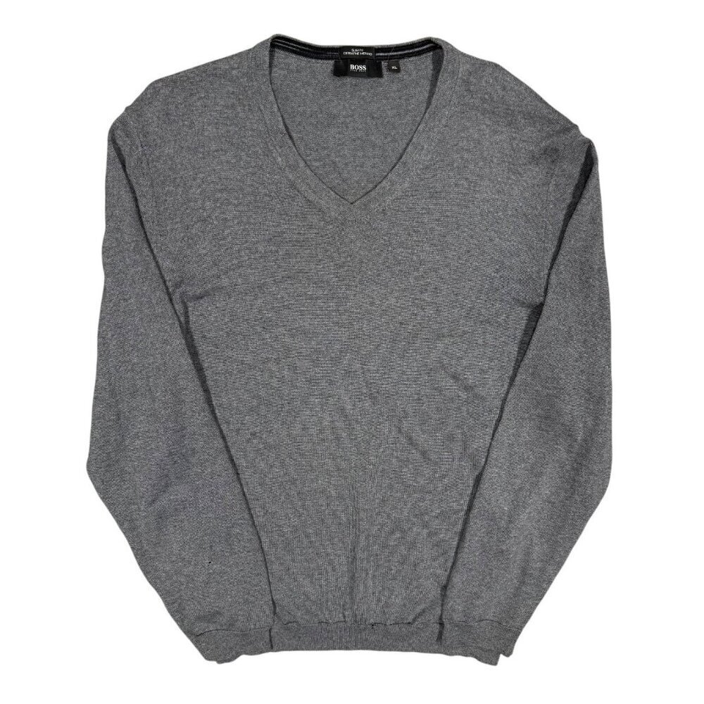 Hugo Boss Slim Fit Extrafine Merino Wool V-Neck Lightweight Sweater Jumper XL